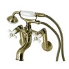 Kingston Brass Tub Wall Mount Clawfoot Tub Faucet with Hand Shower, Antique Brass KS229PXAB